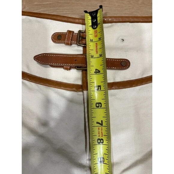 Ralph Lauren White Linen Blend Skirt w/ Brown Leather Trim Buckle Detail Size 2 - Picture 6 of 9